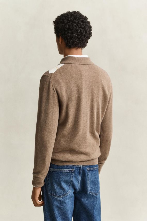 SUPERFINE LAMBSWOOL ARGYLE POLO