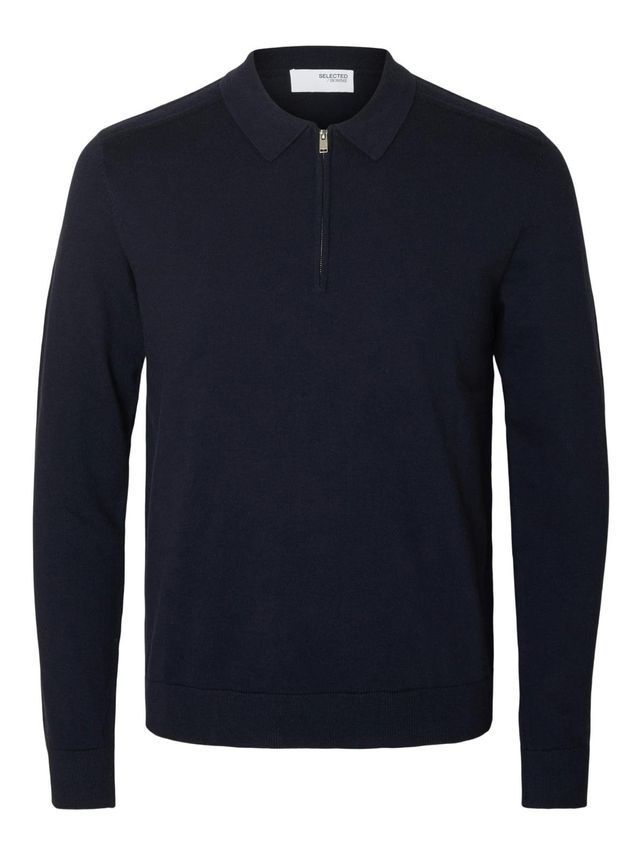 SLHBERG LS HALF ZIP POLO NOOS